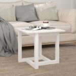 Table basse Blanc 50x50x45 cm Bois massif de pin – Image 2
