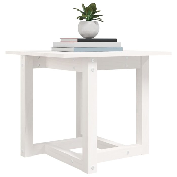 Table basse Blanc 50x50x45 cm Bois massif de pin – Image 3