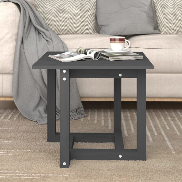 Table basse Gris 50x50x45 cm Bois massif de pin – Image 1