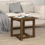 Table basse Marron miel 50x50x45 cm Bois massif de pin – Image 2