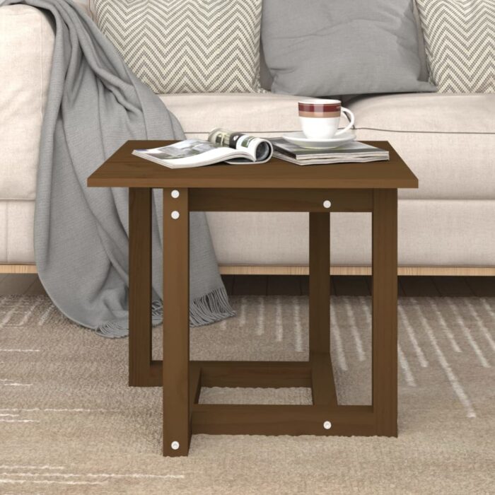 Table basse Marron miel 50x50x45 cm Bois massif de pin – Image 1