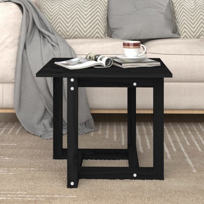 Table basse Noir 50x50x45 cm Bois massif de pin – Image 1