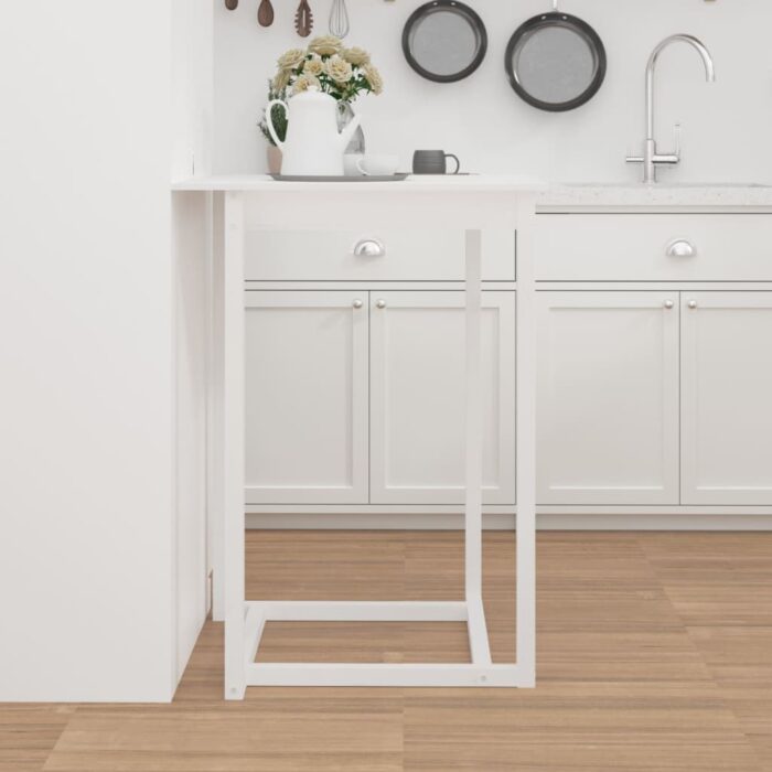 Table de bar Blanc 80x80x110 cm Bois massif de pin – Image 2