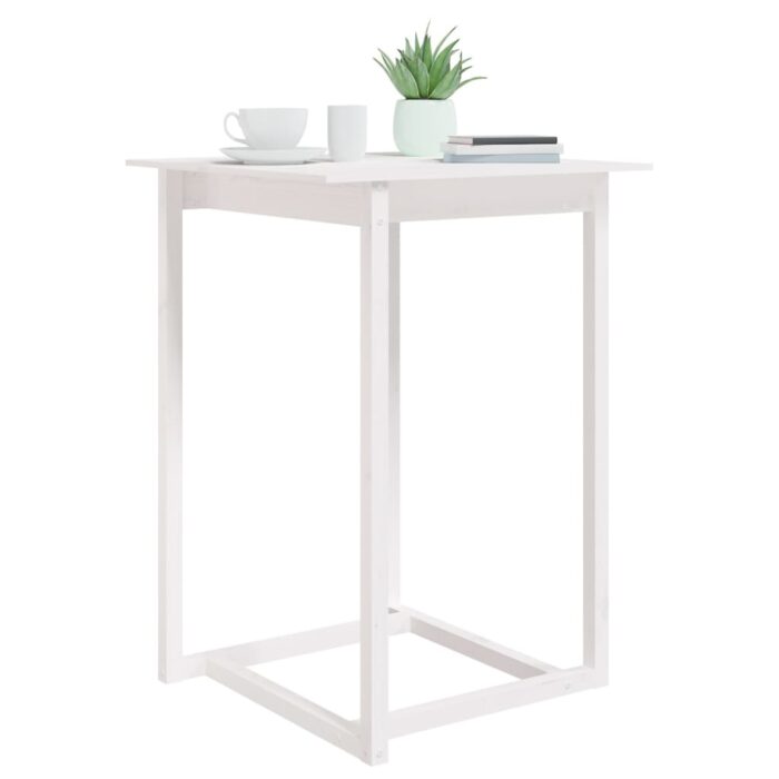 Table de bar Blanc 80x80x110 cm Bois massif de pin – Image 3