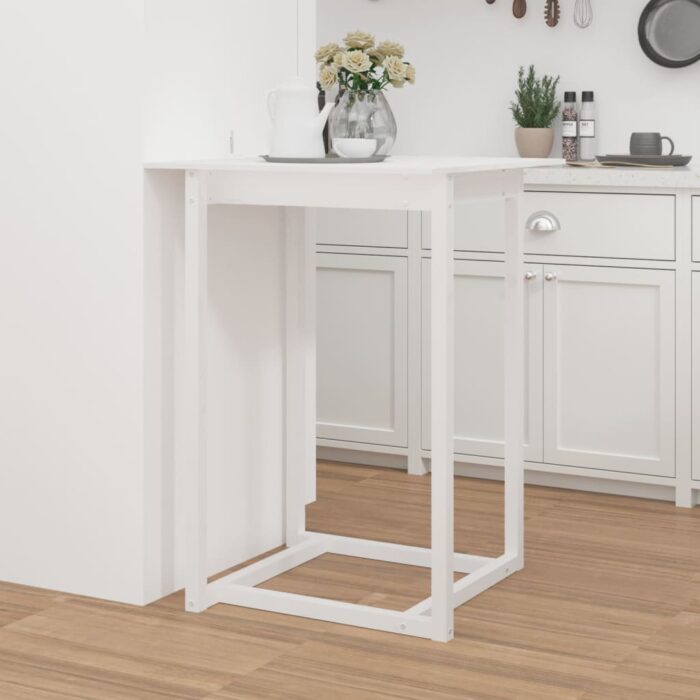 Table de bar Blanc 80x80x110 cm Bois massif de pin – Image 1