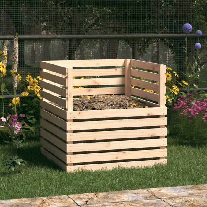 Composteur 80x80x78 cm Bois massif de pin – Image 1