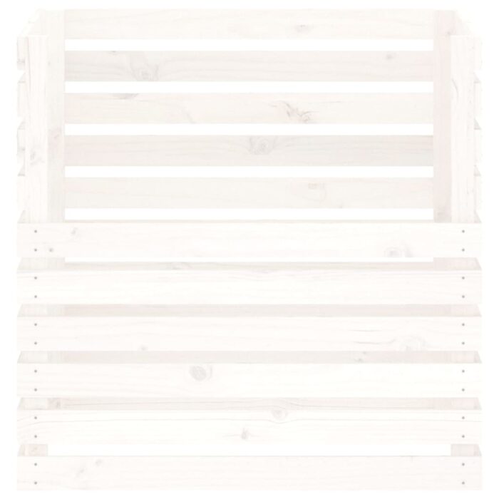 Composteur Blanc 80x80x78 cm Bois massif de pin – Image 3