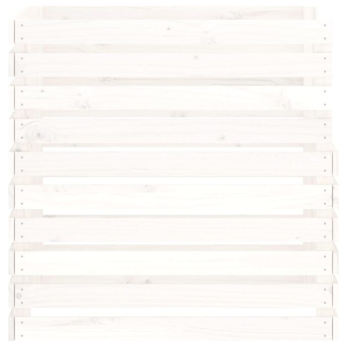 Composteur Blanc 80x80x78 cm Bois massif de pin – Image 4