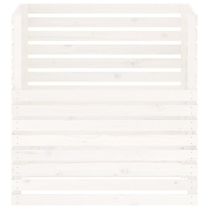 Composteur Blanc 100x100x102 cm Bois massif de pin – Image 3