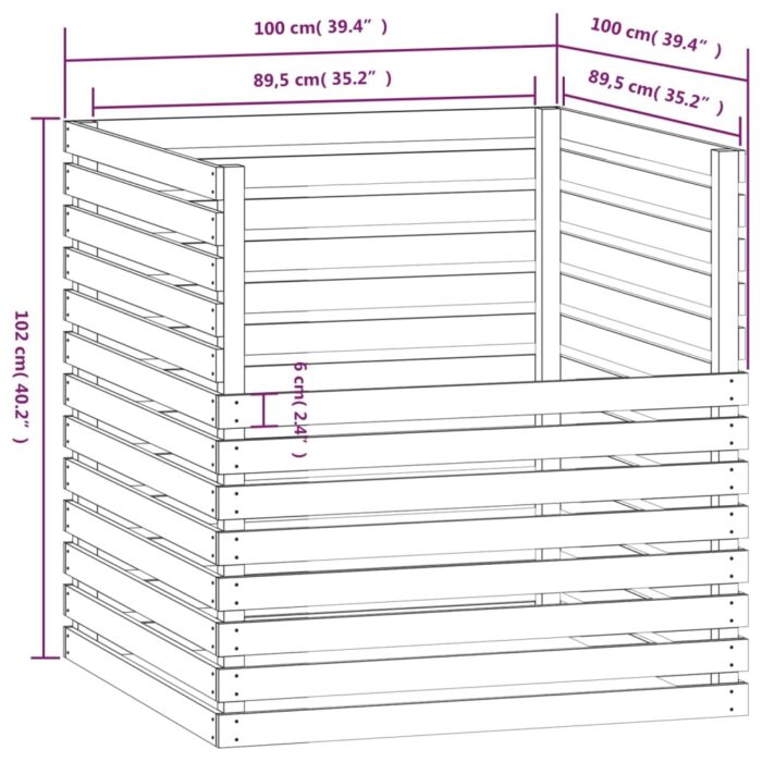 Composteur Marron miel 100x100x102 cm Bois massif de pin – Image 6