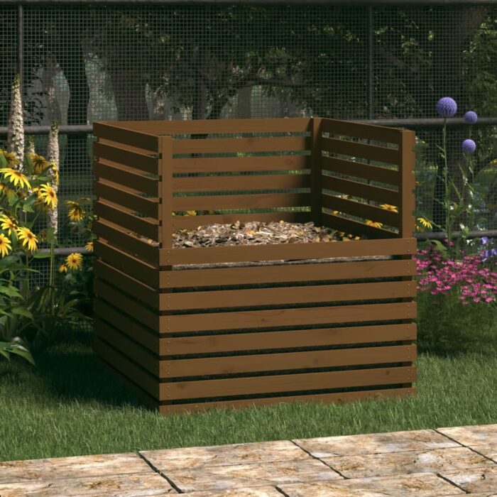 Composteur Marron miel 100x100x102 cm Bois massif de pin – Image 1