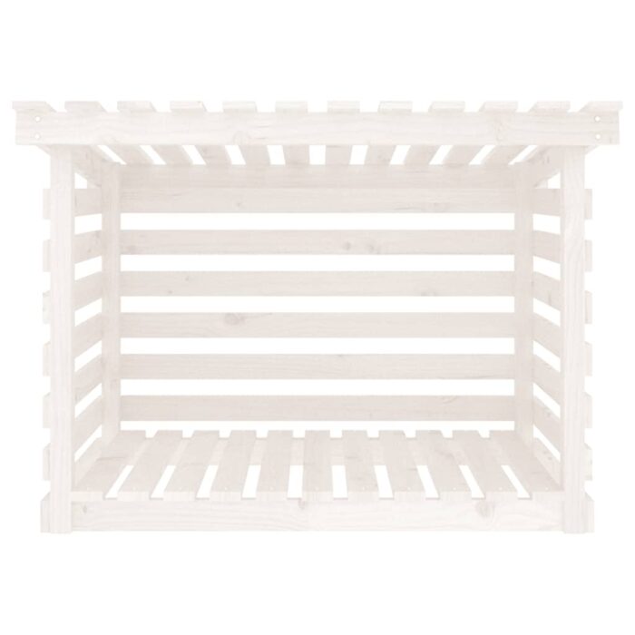 Support pour bois de chauffage Blanc 108x73x79 cm Bois de pin – Image 3