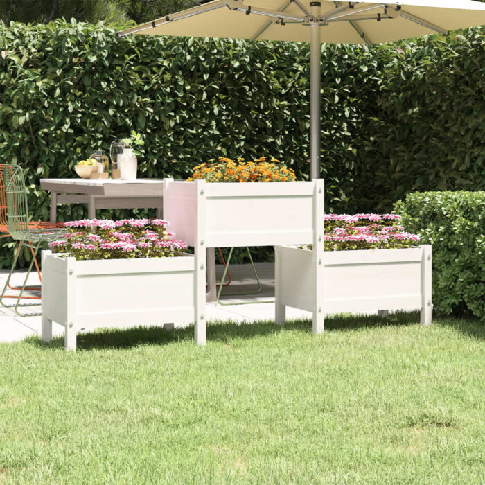 Jardinière Blanc 178,5x44x75 cm Bois massif de pin – Image 1
