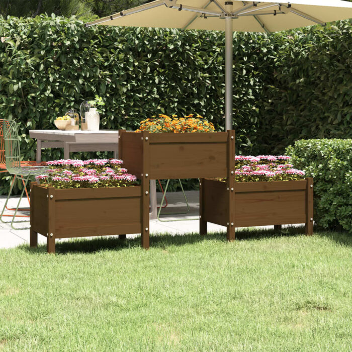 Jardinière Marron miel 178,5x44x75 cm Bois massif de pin – Image 1