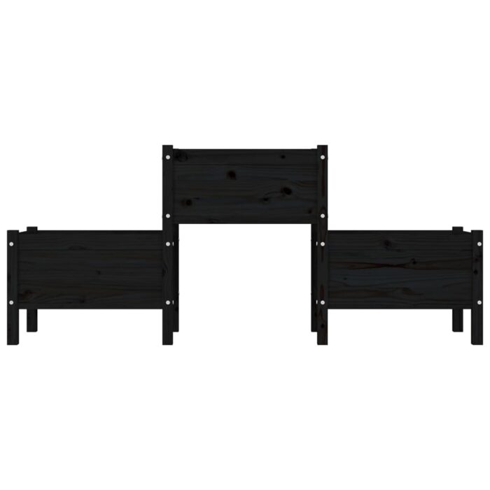 Jardinière Noir 178,5x44x75 cm Bois massif de pin – Image 2