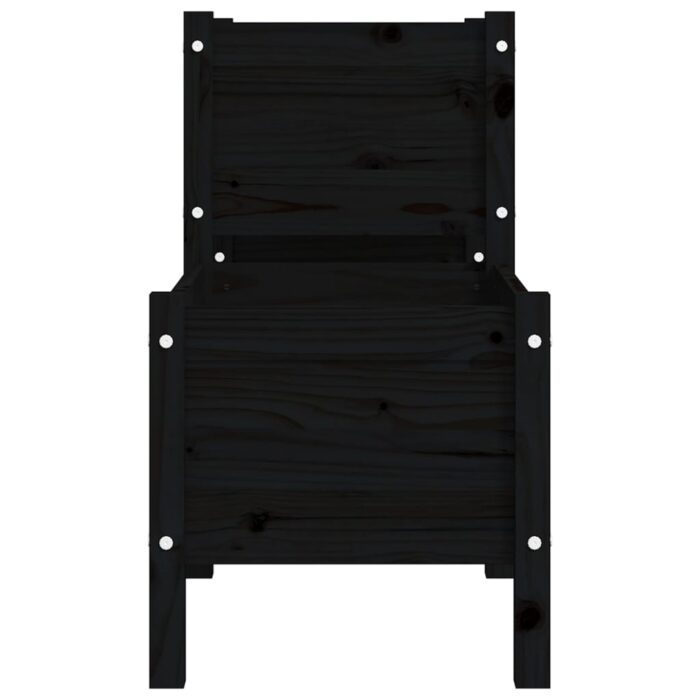 Jardinière Noir 178,5x44x75 cm Bois massif de pin – Image 3