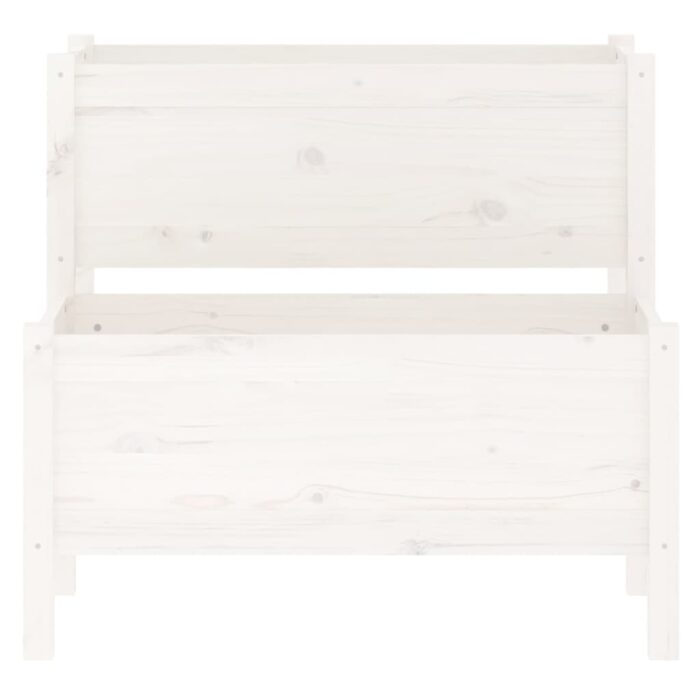Jardinière blanc 84,5x84x75 cm bois massif de pin – Image 2