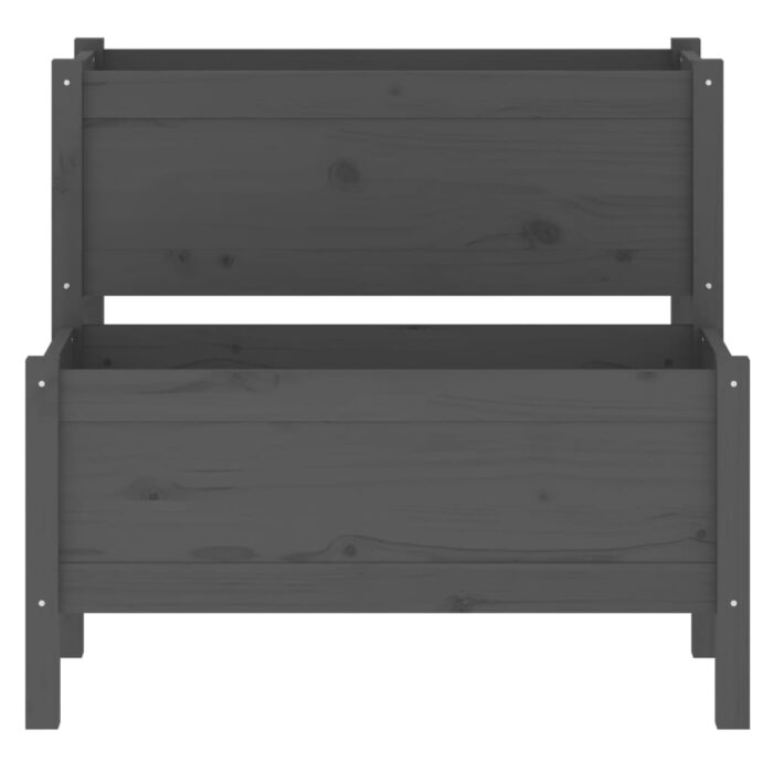 Jardinière Gris 84,5x84x75 cm Bois massif de pin – Image 2
