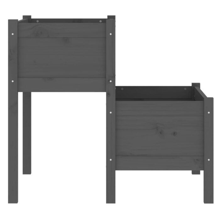 Jardinière Gris 84,5x84x75 cm Bois massif de pin – Image 3