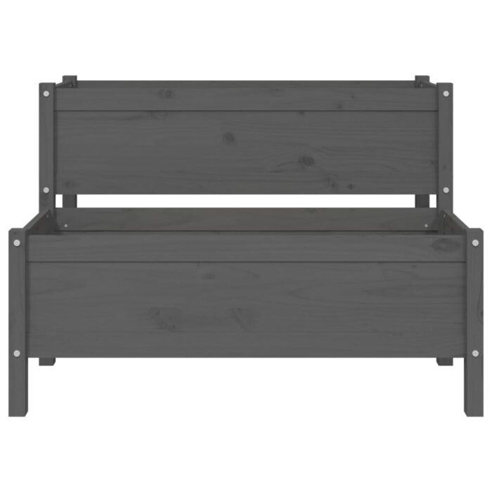 Jardinière Gris 110x84x75 cm Bois massif de pin – Image 3