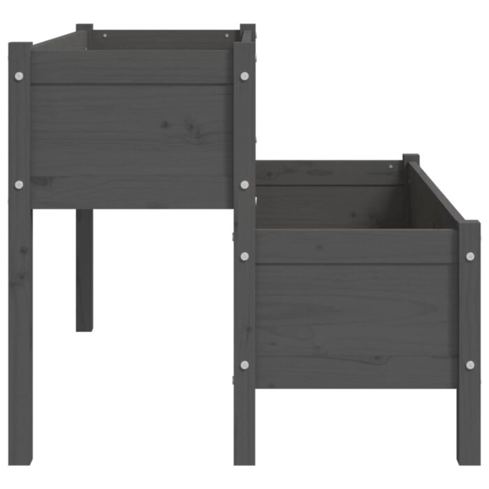 Jardinière Gris 110x84x75 cm Bois massif de pin – Image 4