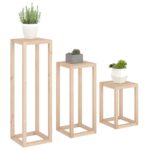 Ensemble de supports pour plantes 3 pcs Bois de pin massif – Image 2