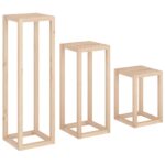 Ensemble de supports pour plantes 3 pcs Bois de pin massif – Image 3