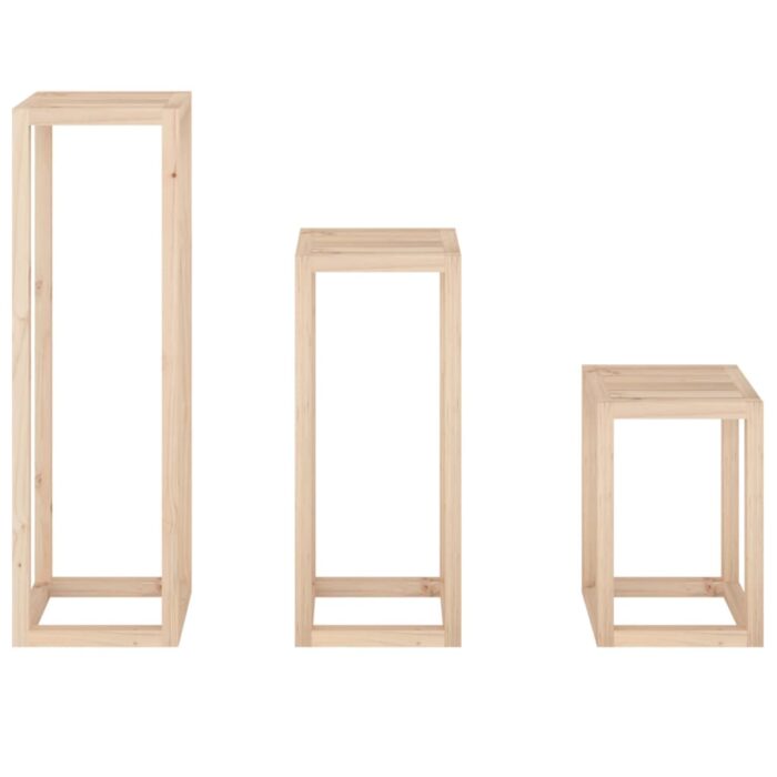Ensemble de supports pour plantes 3 pcs Bois de pin massif – Image 4