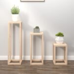 Ensemble de supports pour plantes 3 pcs Bois de pin massif