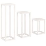 Ensemble de supports pour plantes 3pcs Blanc Bois de pin massif – Image 3