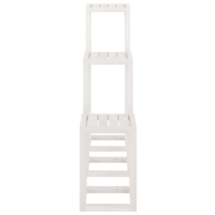 Ensemble de supports pour plantes 3pcs Blanc Bois de pin massif – Image 8