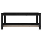 Table basse Noir 110x55x45 cm Bois massif de pin – Image 3