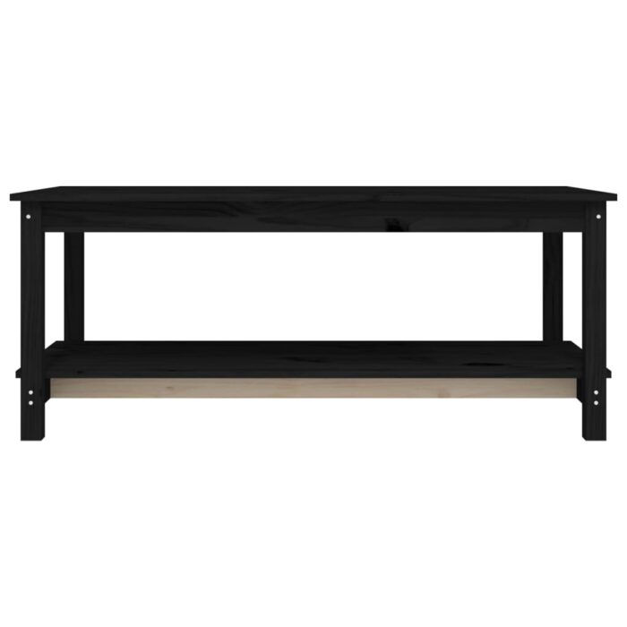 Table basse Noir 110x55x45 cm Bois massif de pin – Image 3