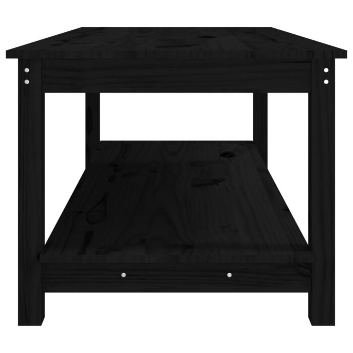 Table basse Noir 110x55x45 cm Bois massif de pin – Image 4