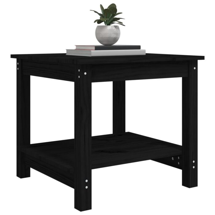 Table basse Noir 50x50x45 cm Bois massif de pin – Image 2