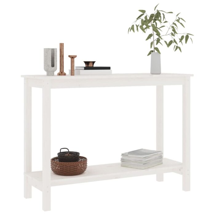 Table console Blanc 110x40x80 cm Bois massif de pin – Image 4
