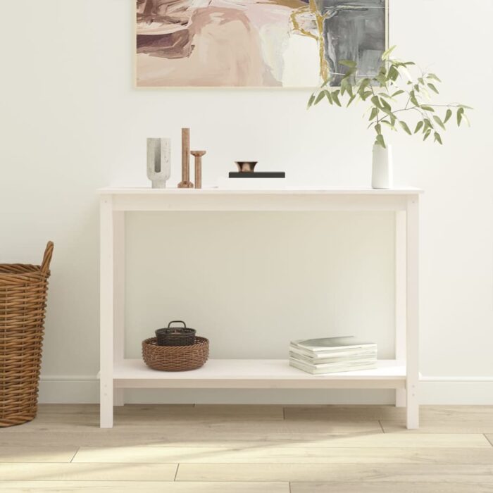 Table console Blanc 110x40x80 cm Bois massif de pin – Image 1