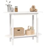 Table console Blanc 110x40x80 cm Bois massif de pin – Image 2
