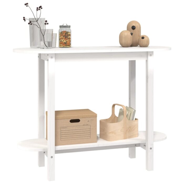 Table console Blanc 110x40x80 cm Bois massif de pin – Image 2