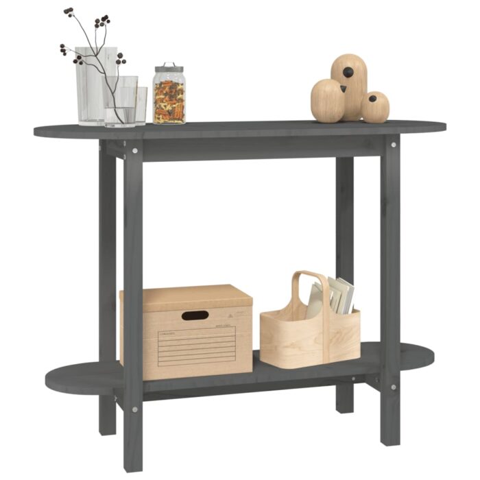 Table console Gris 110x40x80 cm Bois massif de pin – Image 2