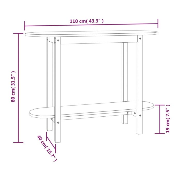 Table console Gris 110x40x80 cm Bois massif de pin – Image 6