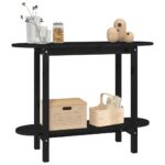 Table console Noir 110x40x80 cm Bois massif de pin – Image 2