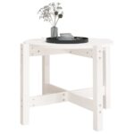 Table basse Blanc Ø 62,5x45 cm Bois massif de pin – Image 2