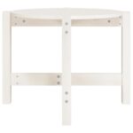 Table basse Blanc Ø 62,5x45 cm Bois massif de pin – Image 3