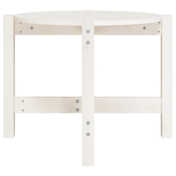 Table basse Blanc Ø 62,5x45 cm Bois massif de pin – Image 3