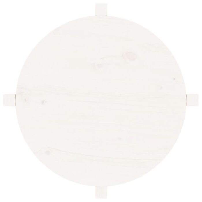 Table basse Blanc Ø 62,5x45 cm Bois massif de pin – Image 4