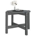 Table basse Gris Ø 62,5x45 cm Bois massif de pin – Image 2