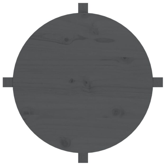 Table basse Gris Ø 62,5x45 cm Bois massif de pin – Image 4