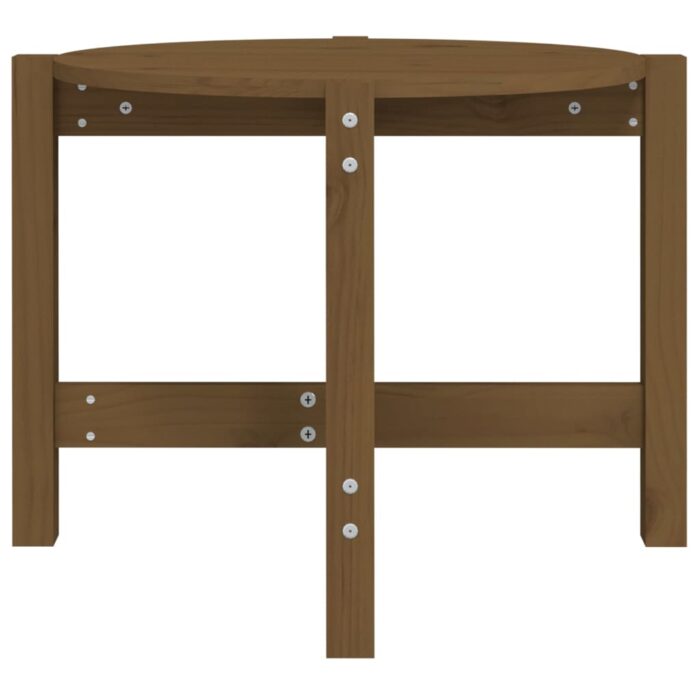 Table basse Marron miel Ø 62,5x45 cm Bois massif de pin – Image 3
