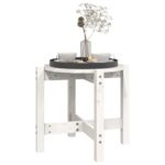 Table basse Blanc Ø 52,5x45 cm Bois massif de pin – Image 2